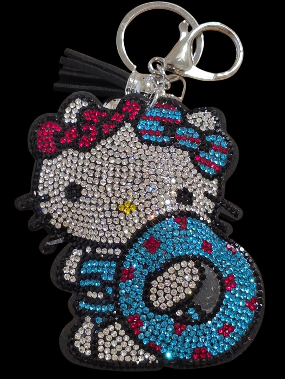 Hello Kitty Pink, Blue and Silver Crystal Bag Charm Keychain